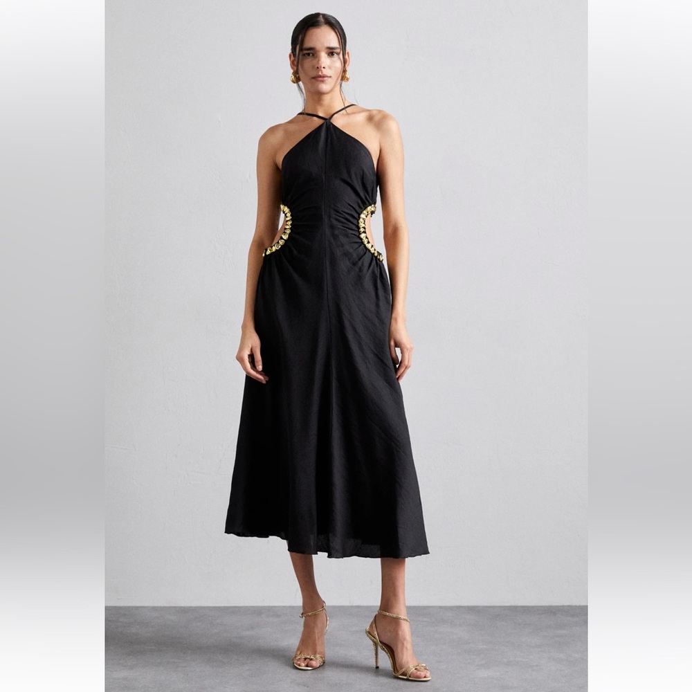CULT GAIA SILVIA DRESS Black/Gold - Picture 2 of 15